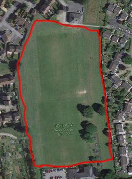 Aerial photo of West Park Recreation ground to show the perimeter walk