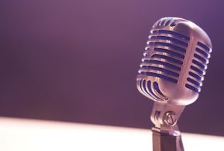 photograph of an old fashioned microphone
