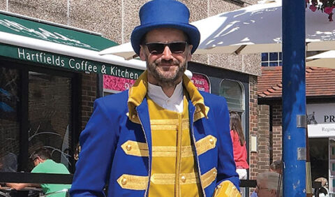 Photograph of town crier at the town square