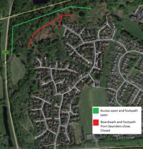 West Park Local Nature Reserve map showing closed pathway