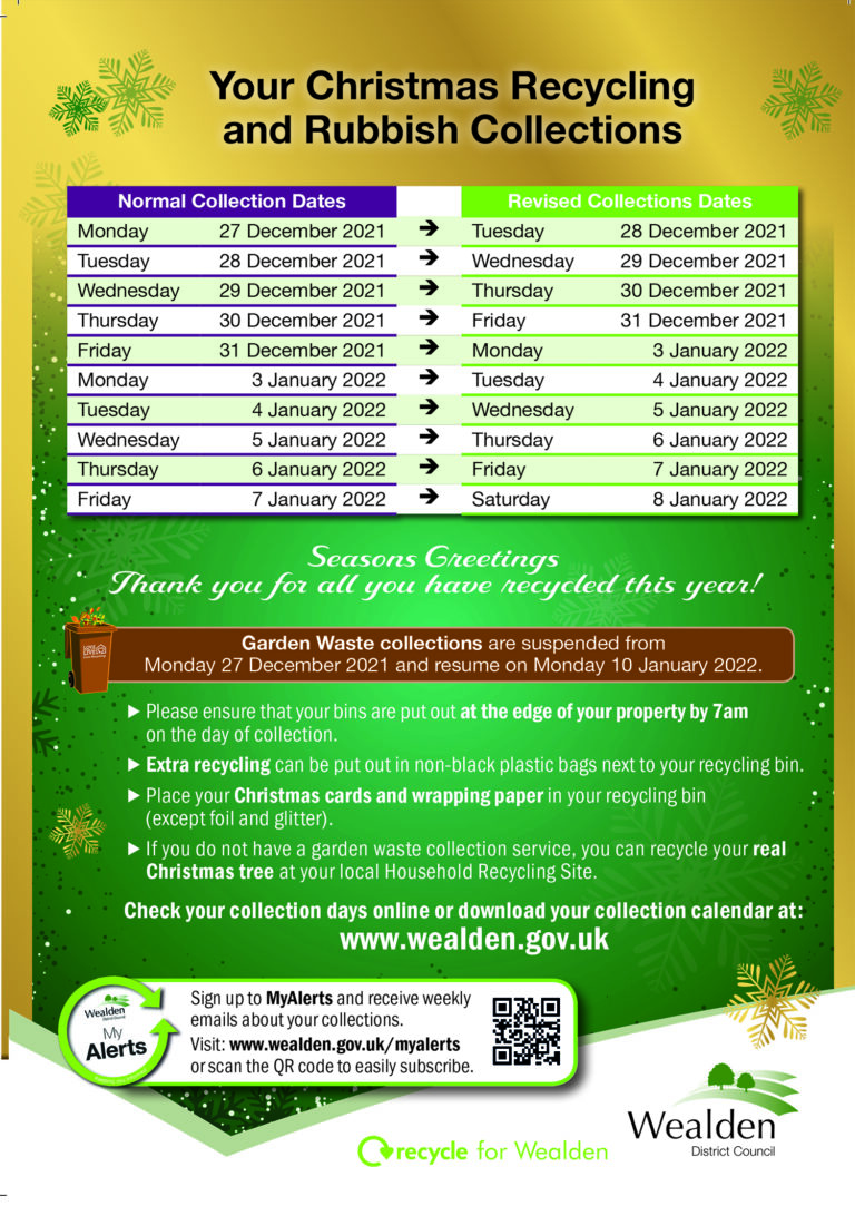 Christmas waste collections announced by Wealden District Council