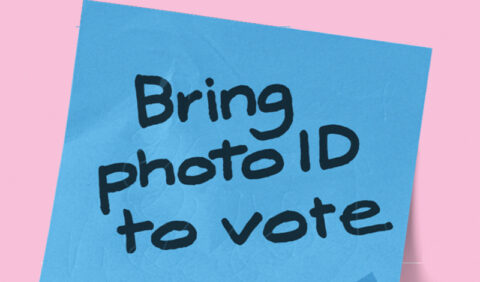 image of post-it note saying bring photo id to vote
