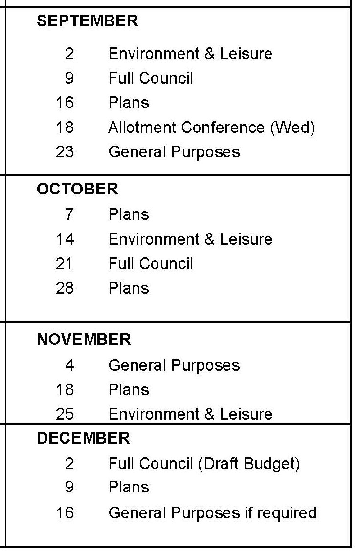 Calendar of Meetings 2024